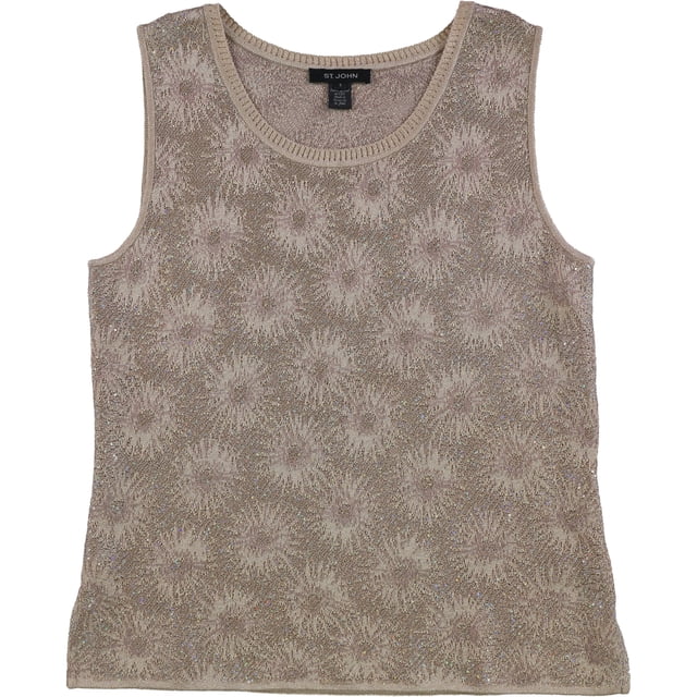 St. John Womens Stellar Gaze Pullover Blouse, Beige, Small