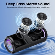 Portable Bluetooth Speaker, Bluetooth 5.4 Wireless Speaker, IPX7 Waterproof Outdoor Speaker with RGB Party Lights, 20W Stereo Sound, 20H Playtime, TWS Pairing for Camping, Beach, Home Party