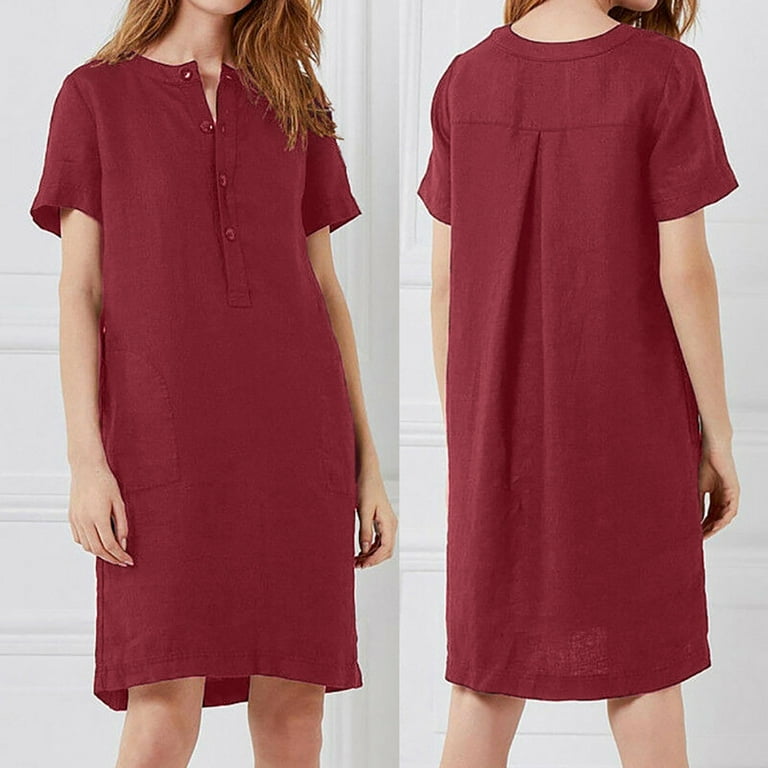 Cotton Linen Dresses for Women, Women'S Summer Casual Solid Color Oversized  Dress for Women Loose Dresses  Sales And Deals Today Prime Items