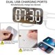 thumbnail image 5 of Reloj despertador digital, relojes electrónicos LED con superficie de espejo, con cargador USB, modelo de repetición, brillo automático/personalizado, para mesa de oficina, dormitorio, mesita de, 5 of 7