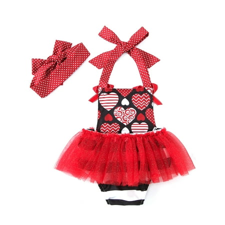 

Gupgi Baby Girl Valentine S Day Hearts Print Sleeveless Romper Dress