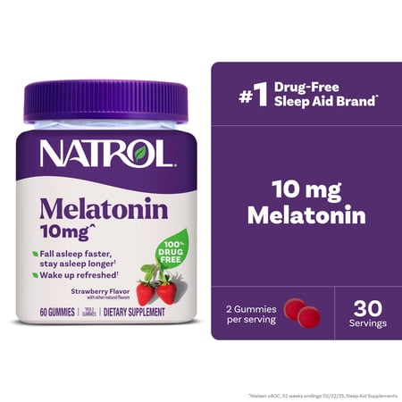 Natrol Melatonin 10mg Gummies, Strawberry, 60 Count