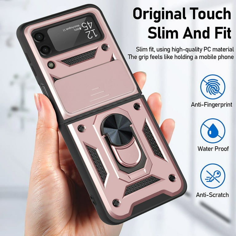 Caka for Samsung Galaxy Z Flip 3 Case, Z Flip 3 Case with Kickstand, Camera  Cover & Hinge Protection with Built-in 360°Rotate Ring Stand Magnetic