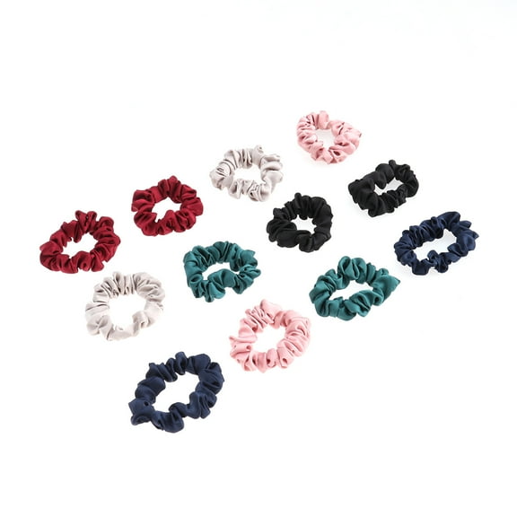 Raindrops 12Pcs Satin Hair Bow Ponytail Holder Assorted Colors Stretchy Scrunchy Hair Bands