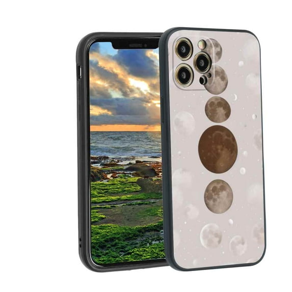 Lunar-Phases Phone Case, Degined for iPhone 12 Pro Case Men Women, Flexible Silicone Shockproof Case for iPhone 12 Pro