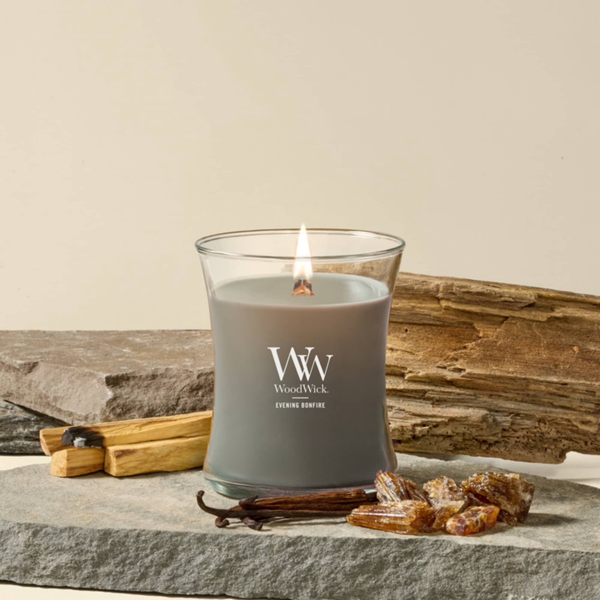 (4 pack) WoodWick Evening Bonfire Medium Hourglass Candle