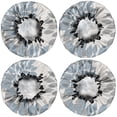 thumbnail image 2 of Shower Caps,Blue and Gray Floral Pattern Waterproof Shower Cap for Women 4 Pieces,Double Reusable Hair Cover for Shower PEVA Elastic Stretch Hem, 2 of 7