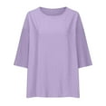 thumbnail image 4 of Mittory Women Plus Size Tops Summer Eyelet Shirt Casual 3/4 Sleeve Round Neck Loose Shirts Breathable Blouse, 4 of 6