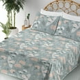thumbnail image 3 of Ambesonne Birds and Nature Fitted & Flat Sheet with Shams 4 Pcs Set, Oriental Owl Print, Full, Pale Slate Blue Blush, 3 of 5