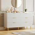 thumbnail image 6 of Historyli 6 Drawer Dresser,Wood Chest of Drawers Organizer Storage with Gold Handle,Large Storage Cabinet,Modern Design Dresser for Bedroom,Closet,White, 6 of 7