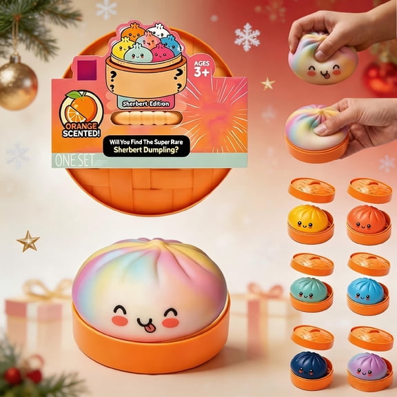 Toys Under $5 Glitter Dumpling Squishy Stress Ball Toys,2026 Upgraded Glitter Dumpling, Colorful Dumplings Stress Balls, Soft Squeeze Decompression Dough for Anxiety Relief Fidget, Random 1PC