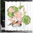 thumbnail image 4 of Ambesonne Duck Shower Curtain, Mandarin in Pond, 69"Wx75"L, White Green Pink, 4 of 5