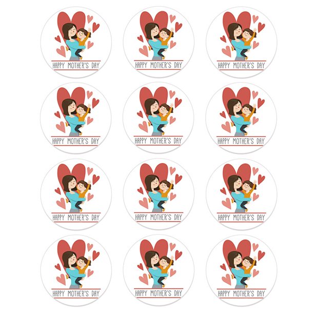 4.5cm Mother's Day Self-adhesive Stickers Gift Box Bag Seal Labels Moms Birthday for Mom Stickers DIY Decorative Party24pcs Gao Jinjia LED