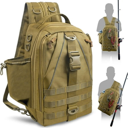 Fishing Tackle Backpack Storage Bag Fishing Bag with Rod Holder Lightweight Waterproof Fishing Backpack Fishing Shoulder Gear Bag Fishing Gift for Men Women Hiking Hunting Fishing Stardand