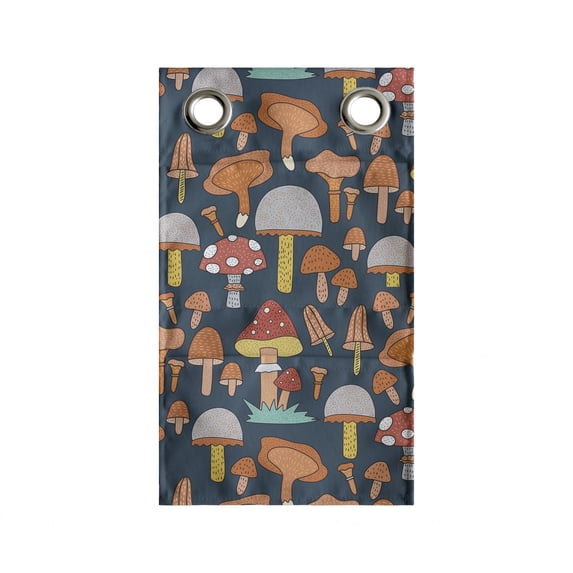 Mushrooms Hanging Pocket Organizer, Various Shapes Blots on a Dark Teal Background, Printed Polyester Storage Bag with Pockets, 9" x 16", Green Burnt Sienna