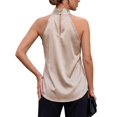 thumbnail image 3 of Deago Women's Elegant Twist Front Halter Sleeveless Satin Tank Tops Keyhole Back Summer Blouses Shirt, 3 of 9