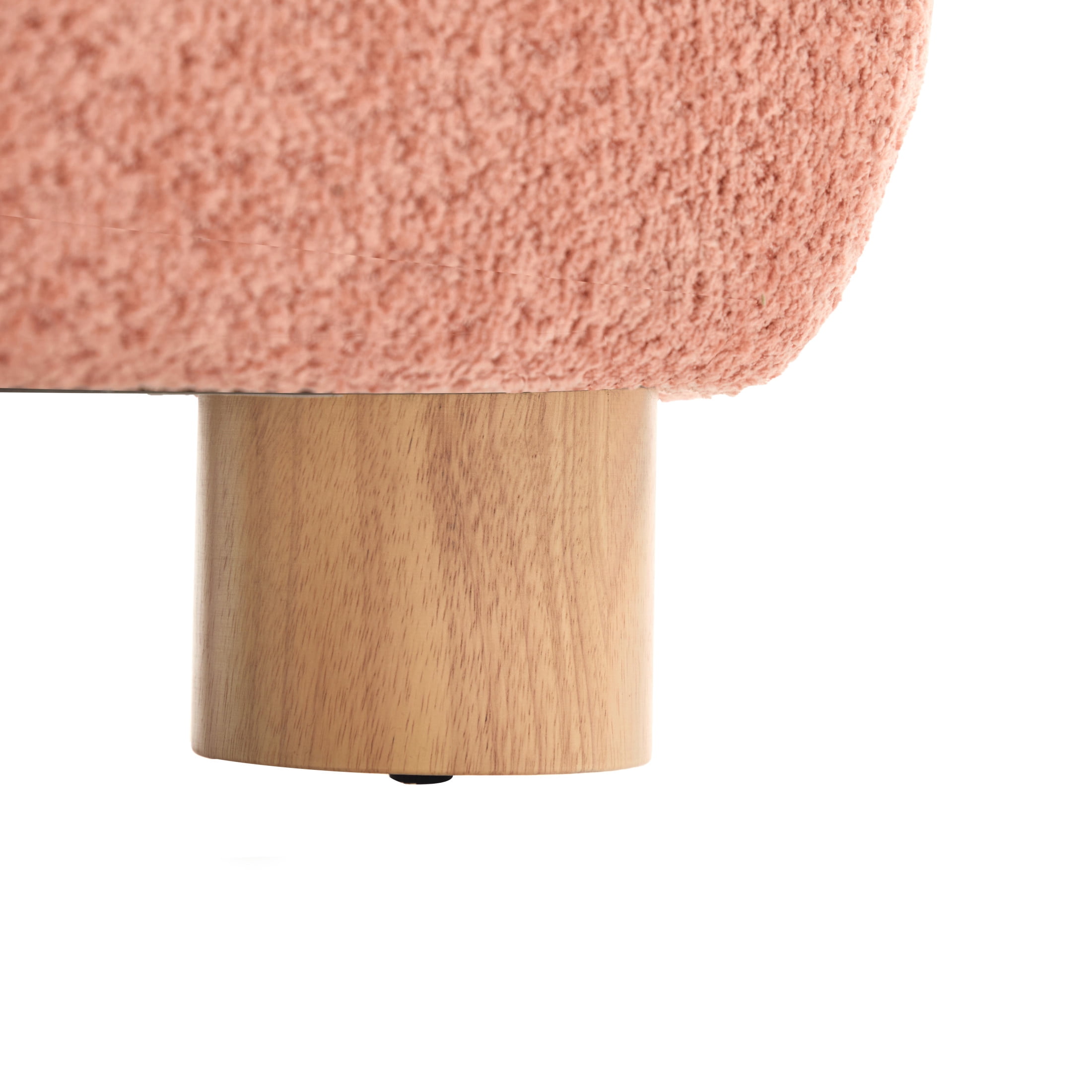 Christopher Knight Home Modern Minimalist Boucle Upholstered Accent Chair, Rubberwood Legs, Coral