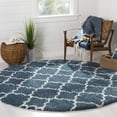 thumbnail image 2 of SAFAVIEH Hudson Jaye Plush Geometric Shag Area Rug, Slate Blue/Ivory, 5' x 5' Round, 2 of 8