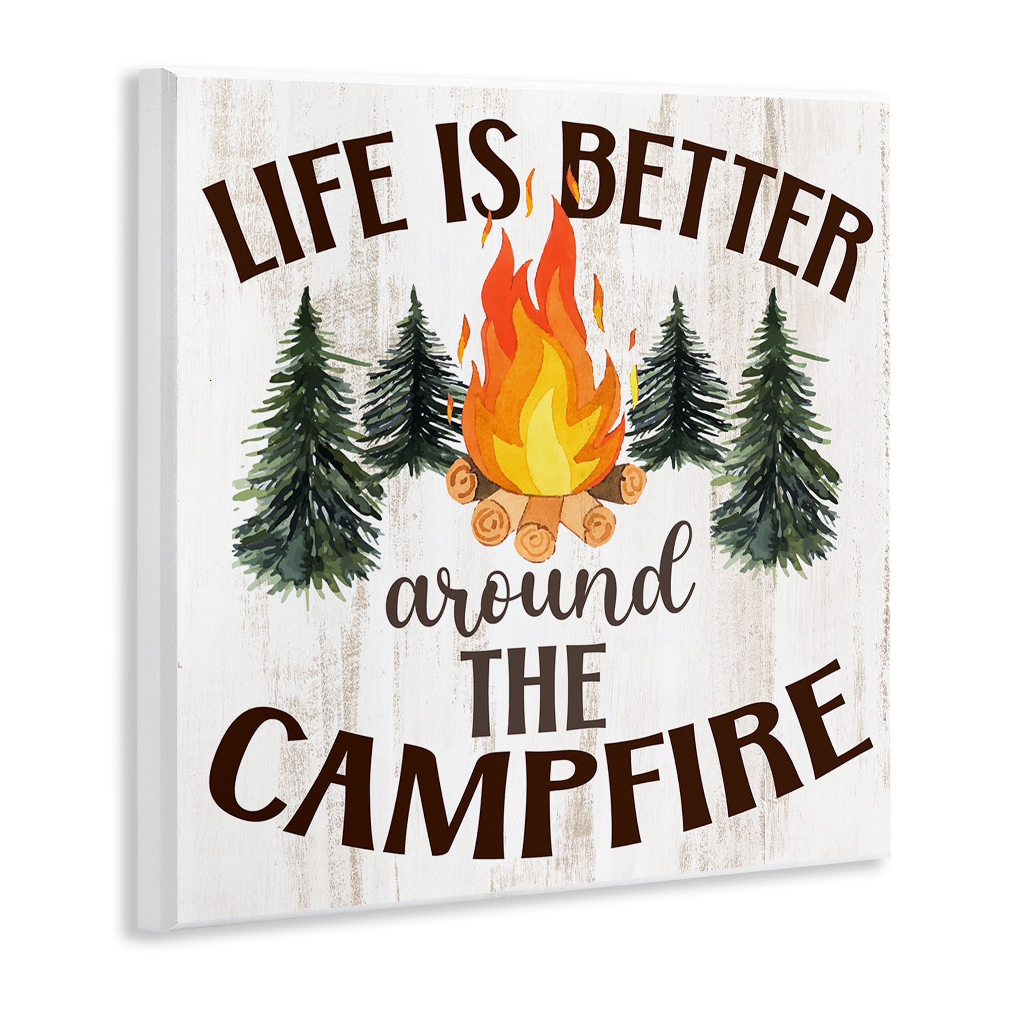 Stupell Industries Rustic Campfire Phrase Landscape Painting Unframed Art Print Wall Art, 12 x 12