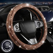 Crystal Rhinestone Bling Steering Wheel Cover, Sparkling Diamond Car SUV Wheel Accessories for Women, Men Universal Fit 15 Inch Steering Wheel Protector