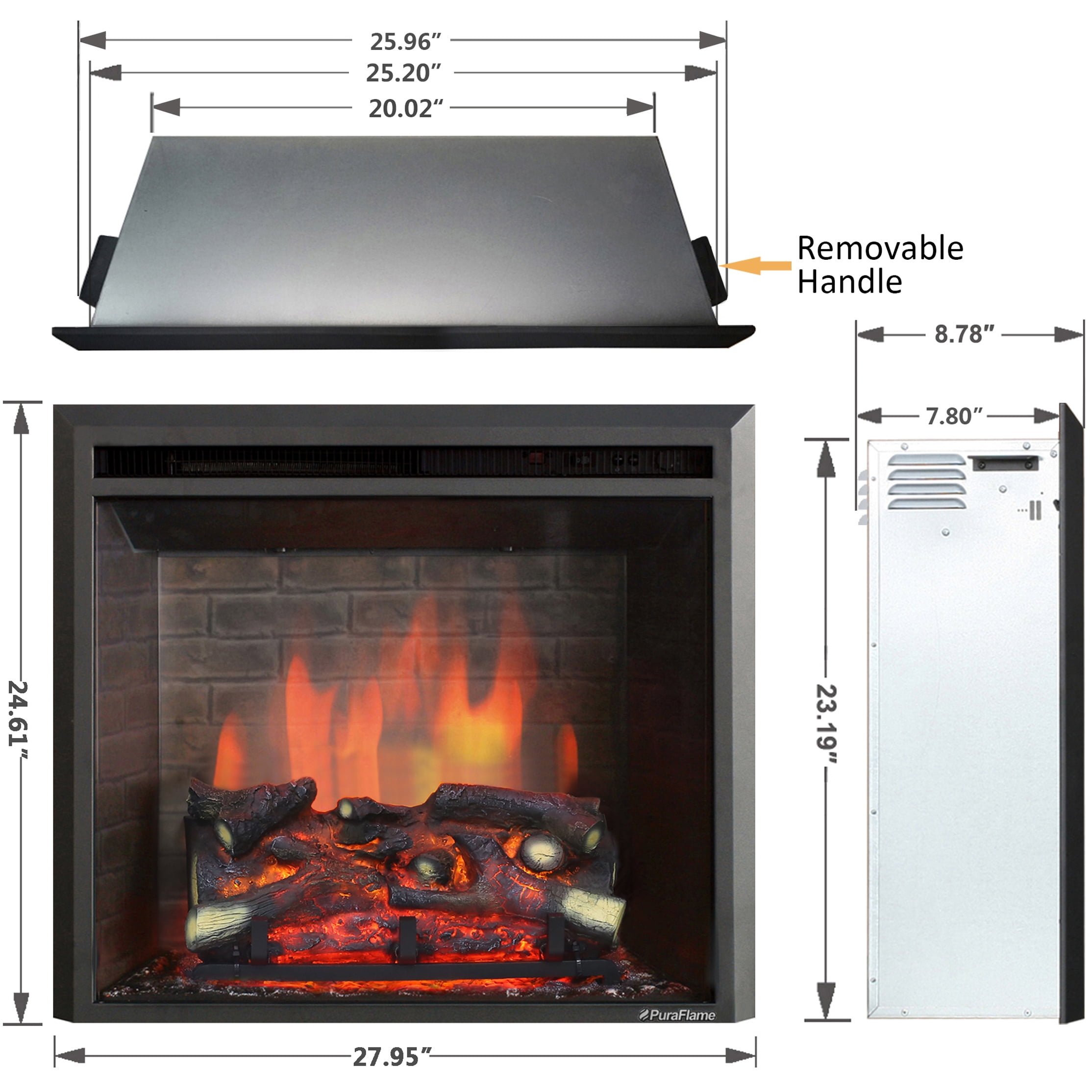PuraFlame, Electric Fireplace Insert, EF45D, 33 inch, Crackling