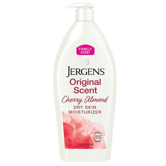 Jergens Original Scent with Cherry Almond Body Lotion Moisturizer for Dry Skin, 33.8 oz