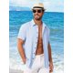 thumbnail image 2 of Camisa MAPICK de lino de manga corta para hombre, casual, azul claro, 2 of 6