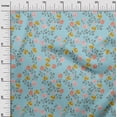 thumbnail image 2 of oneOone Cotton Poplin Twill Sky Blue Fabric Flower & Leaves Watercolor Sewing Material Print Fabric By The Yard 56 Inch Wide, 2 of 2