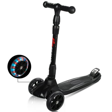 3 Piece Scooter - Goplus Folding 3 LED Light Up Wheel Kids Kick Scooter Adjustable Height For Boys Girls
