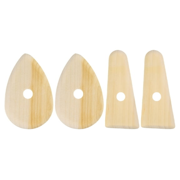 4pcs Pottery Ribs 10.3cm x 6.6cm 11.5cm x 5cm Wooden Clay Ceramic Sculpting Tools for Finishing Shaping and Smoothing Removing Finger Marks