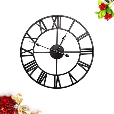 WEUVEB Retro Wall Clock Hanging Clock Iron Black 50x50x5Cm 1Pack Vintage Style for Home Decor Living Room Bedroom