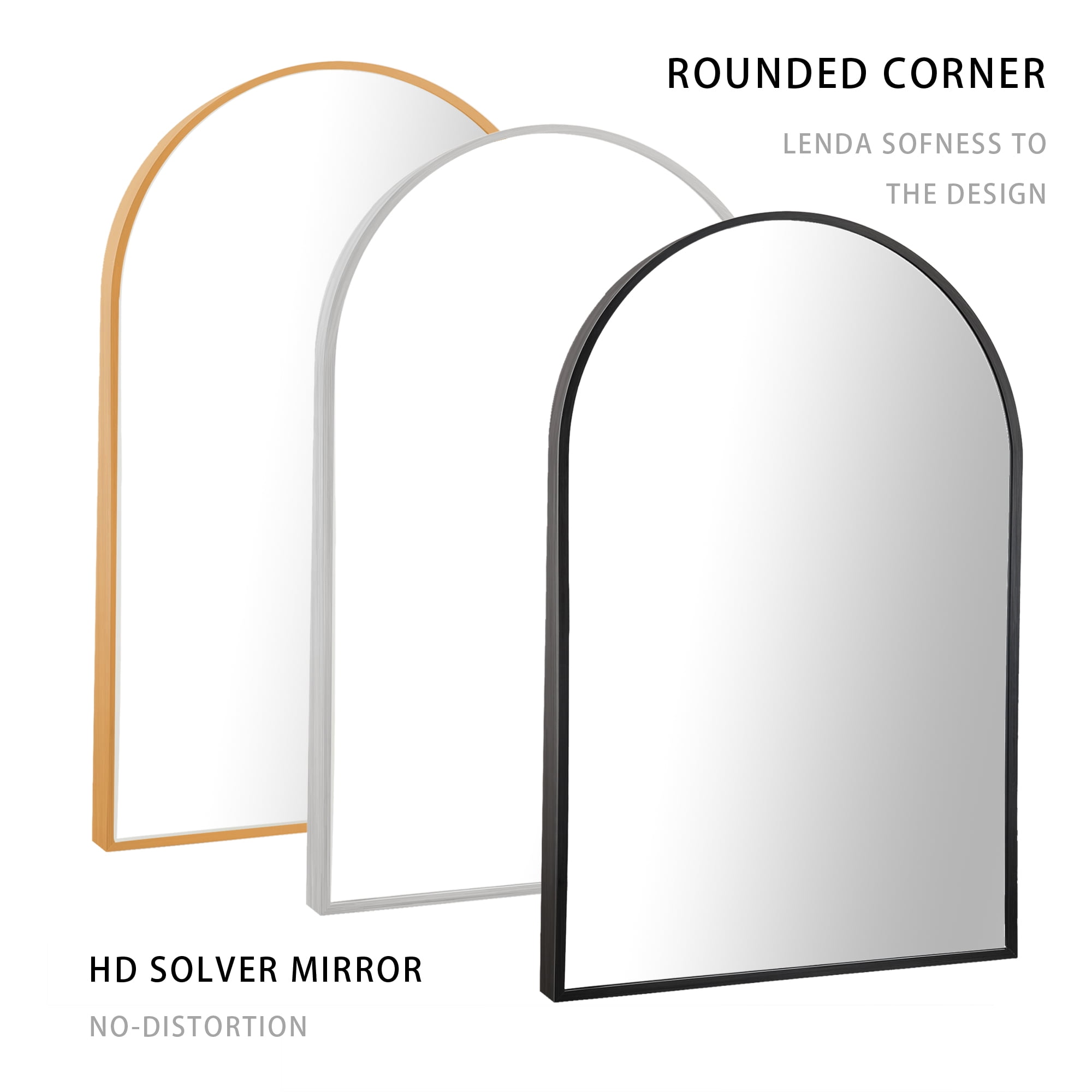 MAYEERTY Set of 2 Arched Wall Mirror, Aluminum Alloy Bathroom Vanity Mirror, 35.8"x24"