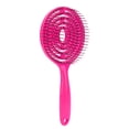 thumbnail image 4 of Cepillo desenredante de salón con cabezal redondo, cepillo alisador y peine para cabello rizado, color rojo rosa, 4 of 14