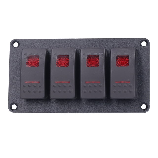 Switch Panel, Durable Aluminum PC Rocker Circuit Breaker, Stable Yachts For Vehicles Blue Light,Red Light,Orange Light,Green Light