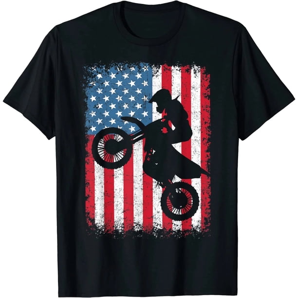 Playera de Motocross Bandera Americana para Mujer - 4 de Julio