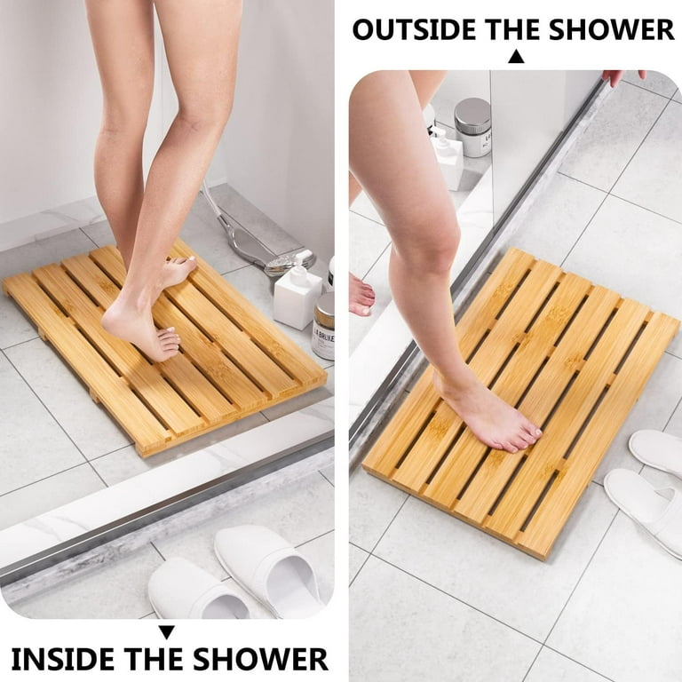 Bamboo Bath Mat Bathroom Rugs Floor Wood Shower Bathtub Waterproof