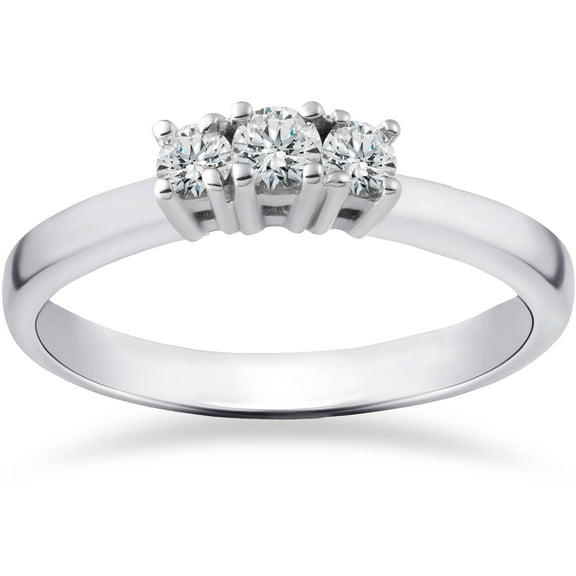 Pompeii 1/2ct Three Stone Lab Created Diamond Engagement Ring 14K White Gold