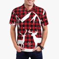 thumbnail image 2 of Balery Christmas Buffalo Plaid Printed Men’s Short Sleeve Polo Shirt, Midweight Men's Shirt,Golf Polo shirts -XX-Large, 2 of 8