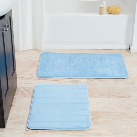 Somerset Home 2 Piece Memory Foam Striped Bath Mat Set Walmart Com