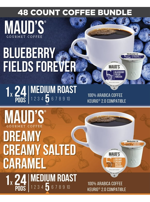 Maud's Blueberry - Dreamy Caramel Flavored Medium Roast Coffee Pod Bundle, 48ct