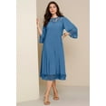 thumbnail image 5 of Roaman's Women's Plus Size Lace Cutout Fit And Flare Dress, 5 of 6