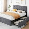 thumbnail image 3 of Yesfashion Queen Bed Frame with 4 Storage Drawers, Velvet Upholstered Platform Bed Frame with Headboard and Wooden Slats Support No Box Spring Needed, 3 of 9