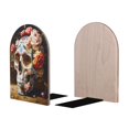 thumbnail image 2 of Naloa Rose Floral Skull 2 Pcs Bookend Large Capacity Office Book Ends for Home Office Library School Study Decoration, 2 of 8