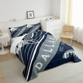 thumbnail image 4 of Erosebridal American Football Comforter Set Sports Theme Bedding Full Size, Soccer Duvet Insert White Navy Blue Striped Bedding Comforter Sets Bedroom Decor, 1 Comforter and 2 Pillowcases, 4 of 5