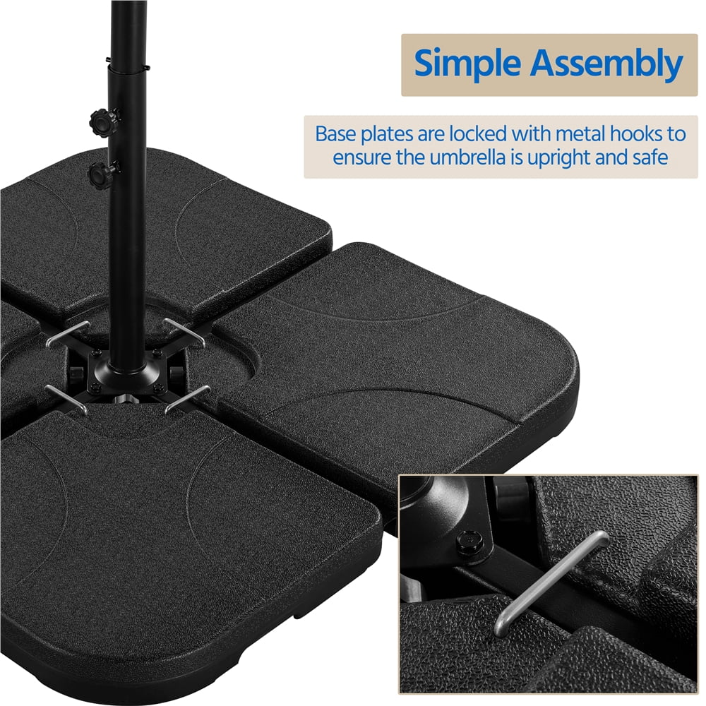 Alden Design 4-Piece Heavy Duty Fillable Patio Umbrella Base Stand, Black