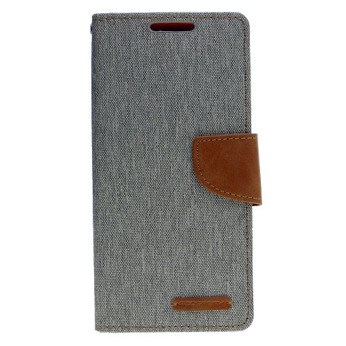 TopSave Goospery CANVAS Card Slot w/Magnetic Clip Denim Cloth Folio Wallet Flip Samsung Galaxy A13 5G, Gray