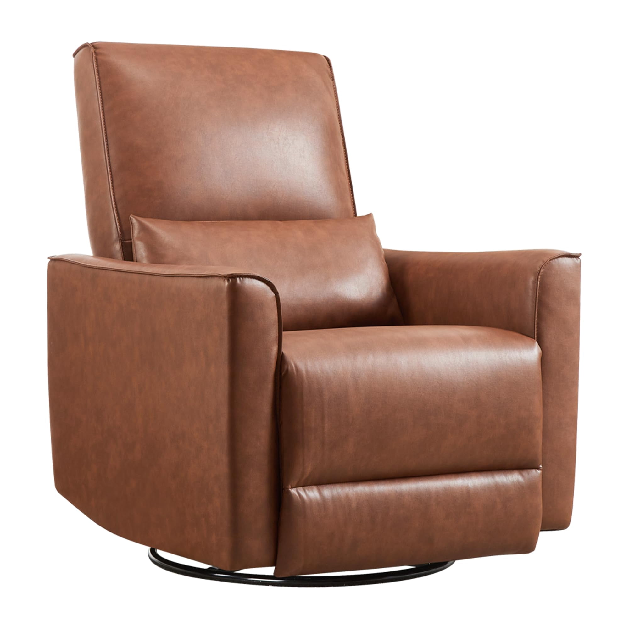 Swivel Rocking Recliner Chair, 360° Leather Recliner with Adjustable Backrest Rocker Recliner Glider Deep Seat PU Leather Sofa Chair with high Backrest for Living Room, Bedroom,Nursery