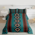 thumbnail image 2 of Homewish Southwestern Aztec Geometric Full Size Comforter Sets,Retro Rhombus Stripe Bedding Comforter Set,Cyan Brown Bedding Sets For Boys Kids,Microfiber Bedroom Decor Reversible,3 Pieces, 2 of 8