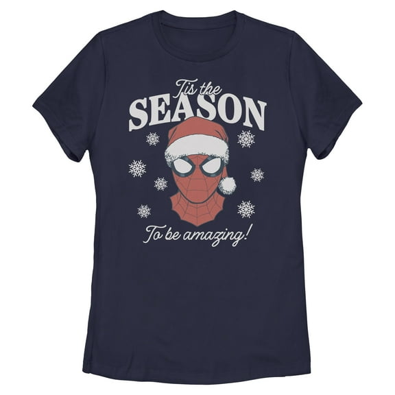 Womens Marvel Tis The Season Spidey Portrait T Shirt