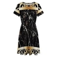 thumbnail image 4 of Black Gold Marble Pattern Dress Summer Street Style Dresses Female Short Sleeve Printed Sundress, 4 of 7